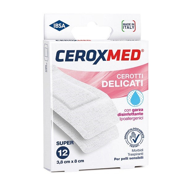 nova argentia ind farm cerotti delicati ceroxmed con garza disinfettante ipoallergenici per pelli sensibili super 38x8cm 12 pezzi ceroxmed ean 8033638956298