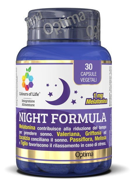 optima colours of life night formula 30 capsule vegetali 550 mg colours of life ean 8052432437475