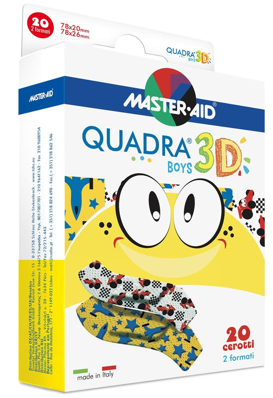 pietrasanta cerotto master aid quadra 3d boys 20 pezzi assortiti master aid ean 8032956143731