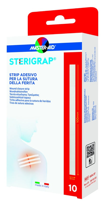 pietrasanta pharma master aid sterigrap strip adesivo sutura ferite 100x6 mm 10 pezzi master aid ean 8032956145735