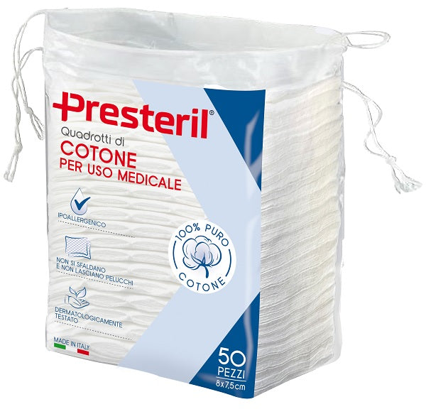 presteril quadrotti cotone idrofilo presteril 8x75 cm 50 pezzi presteril ean 8016867018388