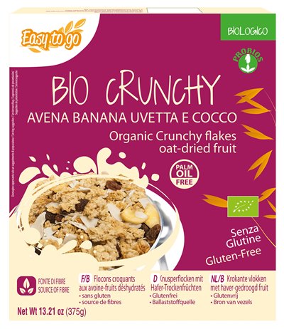 probios societa benefit easy to go bio crunchy avena banana uvetta e cocco 375 g probios ean 8018699020966