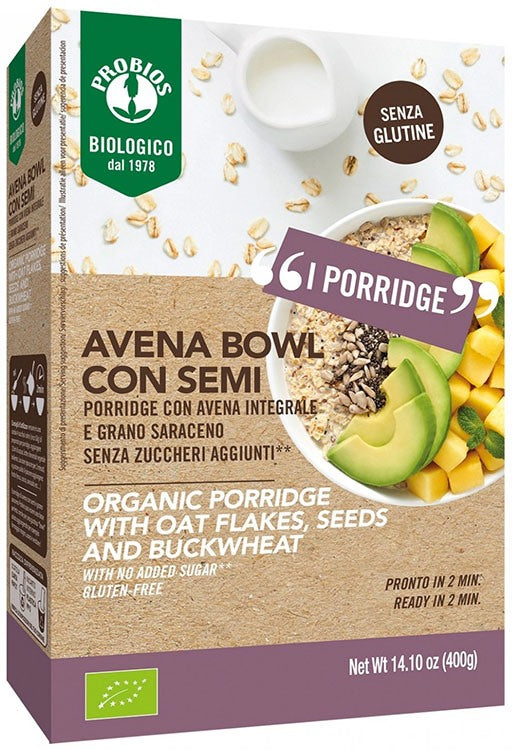 probios societa benefit probios bio avena bowl semi piu porridge con avena integrale e grano saraceno 400 g probios ean 8018699026258