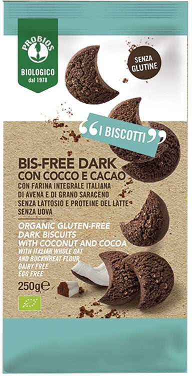 probios societa benefit probios bio bis free dark con cocco e cacao 250 g probios ean 8018699026579