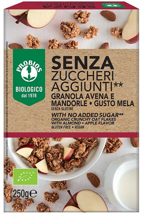 probios societa benefit probios granola senza zuccheri aggiunti avena e mandorla e mela senza glutine 250 g probios ean 8018699026883