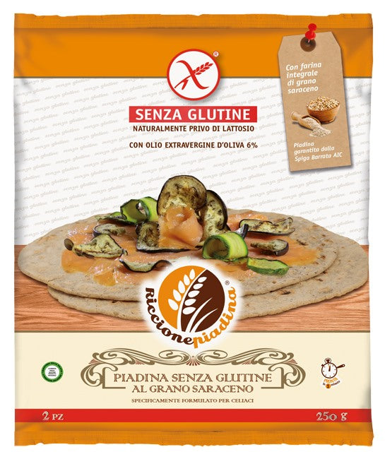 riccione riccione piadina senza glutine al grano saraceno 2 x 125 g fuori frigo ean 8020926001198
