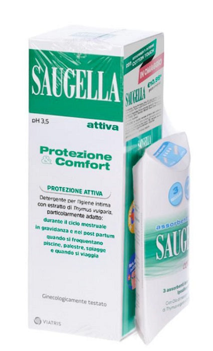 saugella saugella protezionecomfort bundle 1 attiva 250 ml 3 assorbenti interni regular in omaggio gadget stickers motivazionali saugella ean 8019629005909