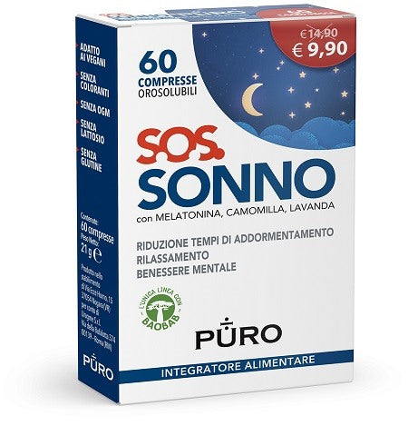 uragme puro sos sonno 60 compresse orosolubili puro sos ean 8002185033097