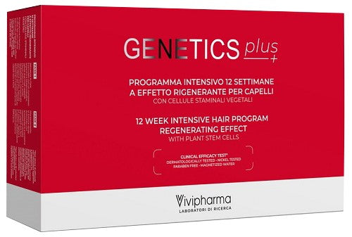 vivipharma genetics plus programma intensivo 12 settimane a effetto rigenerante per capelli con cellule staminali vegetali 14 fiale 5 ml 1 spray 100 ml vivipharma ean 8057158073372