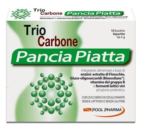 pool pharma triocarbone pancia piatta 10 bustine bipartite 4 g triocarbone
