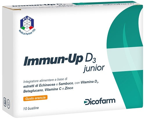 dicofarm immun up d3 junior 10 bustine da 3 g immun up
