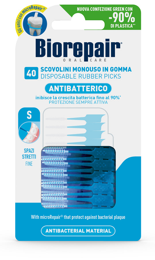 euritalia biorepair oral care antibatterico scovolini monouso in gomma spazi stretti 40 pezzi biorepair ean 8017331058329