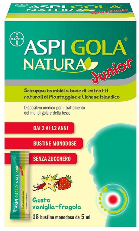 bayer ch aspi gola natura junior 16 bustine monodose da 5 ml aspi gola ean 8000560990560