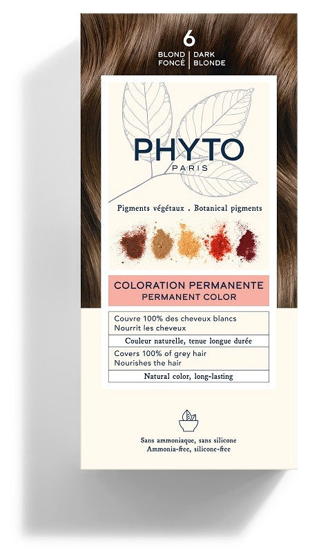 phyto lierac color kit 6 biondo scuro latte rivelatore 50 ml crema colorante 50 ml maschera protettiva colore 12 ml guanti phyto ean 3338221002648