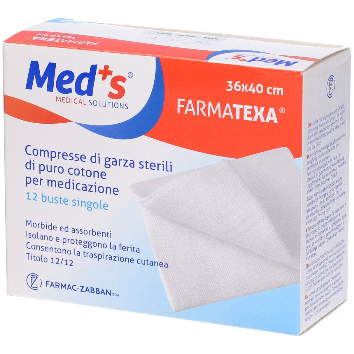 Gaza Kompres Meds 12/8 36x40cm 12 Sztuk Meds