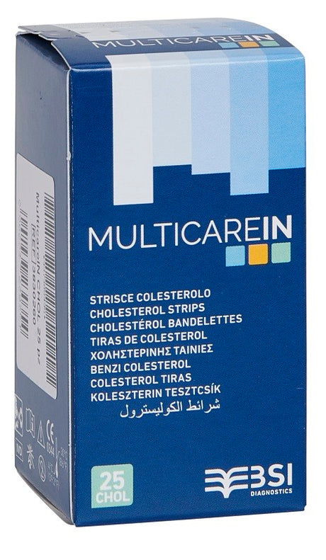 biochemical system intern test colesterolemia multicare in colesterolo in strisce con aspirazione capillare 25 pezzi multicare ean 8032937230351