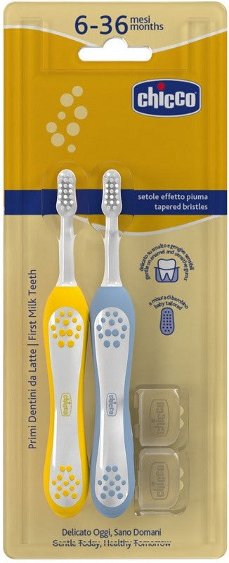 chicco artsana spa chicco spazzolino 6 36 mesidoppio azzurro giallo chicco ean 8058664174713
