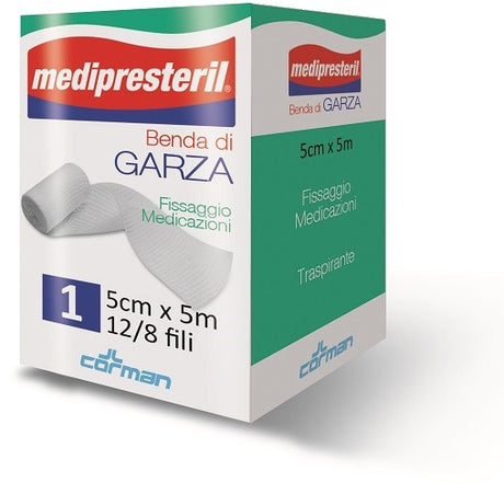 corman benda di garza medipresteril 128 fu m5x7cm medi presteril ean 8016867000031