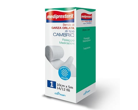 corman benda orlata medipresteril cambric m5x10cm 1412 fili medi presteril ean 8016867000215