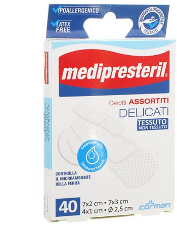 corman medipresteril cerotti delicati assortiti 4 formati 40 pezzi medi presteril ean 8016867006880