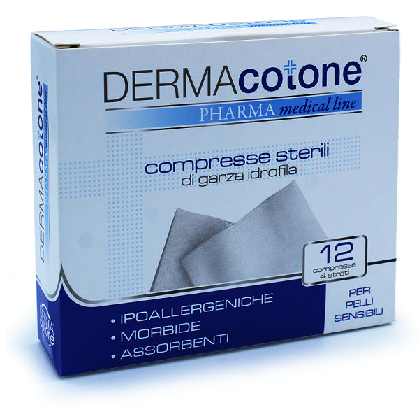 da ma distribuzione garza idrofila compressa dermacotone 4 strati 75x75cm 12 pezzi dermacotone ean 8052283170842