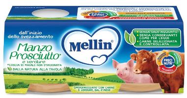 danone nutricia soc ben mellin omogeneizzato manzo prosciutto con verdure 2 pezzi x 120 g mellin ean 5900852021459
