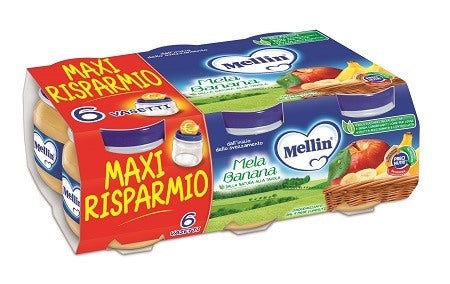 danone nutricia soc ben mellin omogeneizzato mela banana 100 g 6 pezzi mellin ean 8591119759504