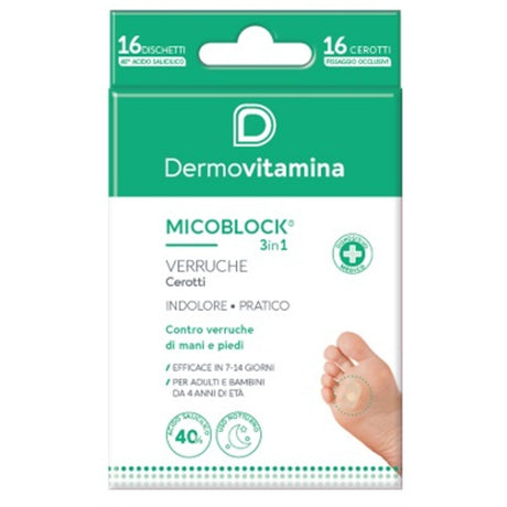 dermovitamina dermovitamina micoblock verruche patch 16 pezzi dermovitamina ean 8032738386622