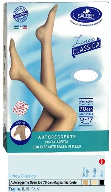 desa pharma sauber autoreggente open toe maglia microrete 70 den colore neutro beige taglia 2 linea classica sauber ean 8005520604341