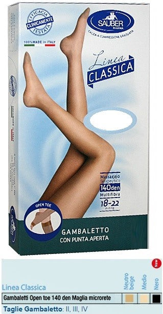 desa pharma sauber gambaletto open toe maglia microrete 140 den colore nero taglia 2 linea classica sauber ean 8005520606437