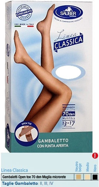 desa pharma sauber gambaletto open toe maglia microrete 70 den colore medio taglia 3 linea classica sauber ean 8005520000884