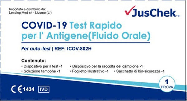 dispositivi anti covid test antigenico rapido covid 19 juschek autodiagnostico determinazione qualitativa antigeni sars cov 2 in campioni salivari mediante immunocromatografia ean 6970277517850