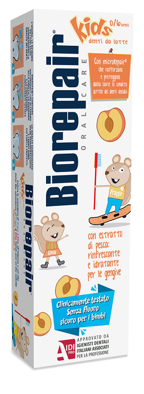 euritalia biorepair oral care kids 0 6 anni denti da latte dentifricio con estratto di pesca 50 ml biorepair ean 8017331097137