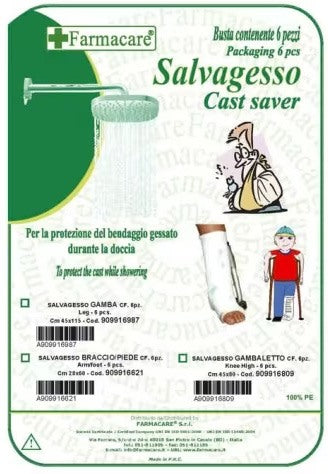farmacare salvagesso per gambaletto utile per la protezione del gesso durante la doccia 6 pezzi farmacare