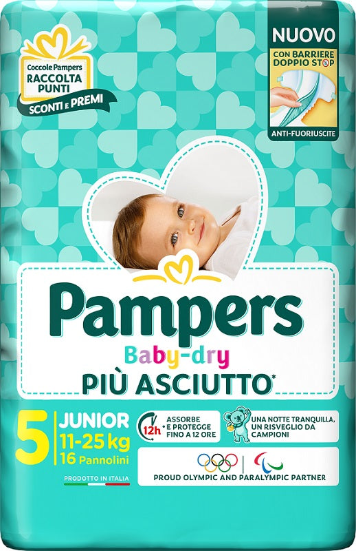 fater babycare pampers baby dry pannolino downcount junior 16 pezzi pampers ean 8001480307803