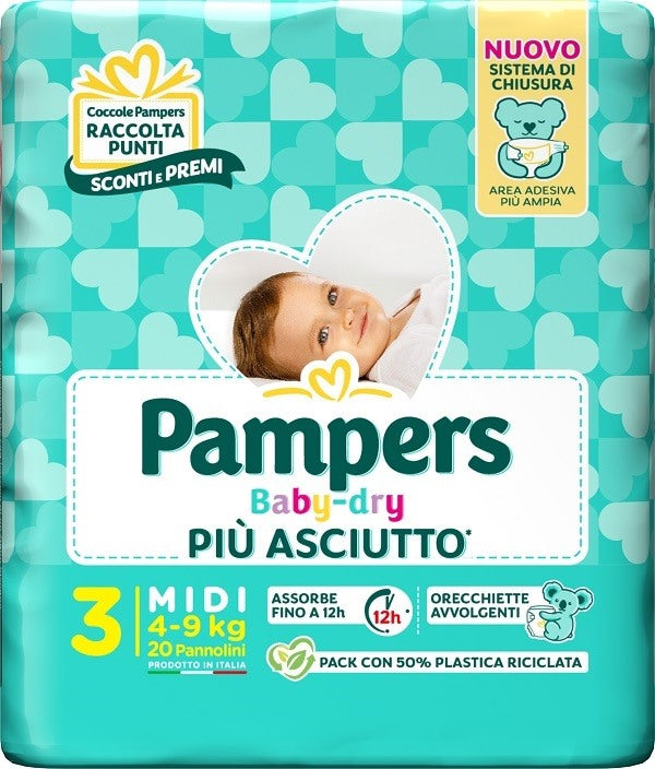 fater babycare pampers baby dry pannolino downcount midi 20 pezzi pampers ean 8001480307797