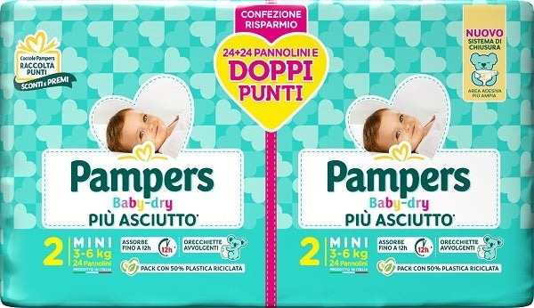 fater babycare pampers baby dry pannolino duo downcount mini 48 pezzi pampers ean 8001480307810