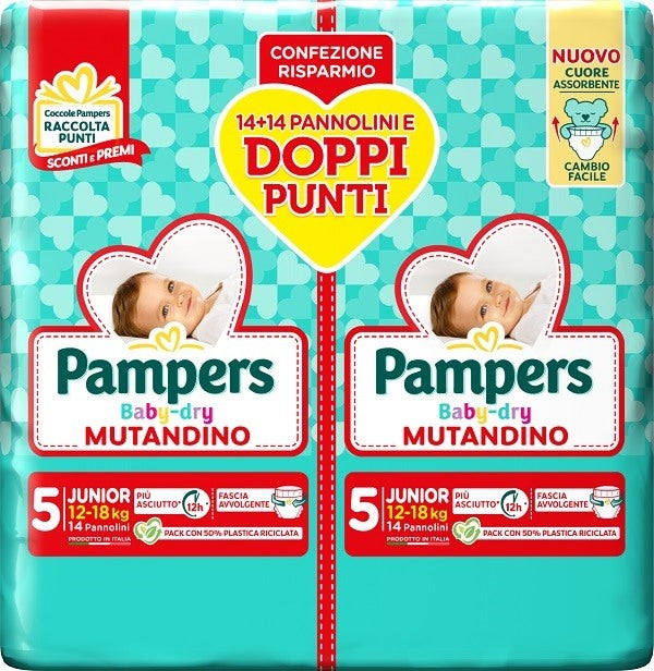 fater babycare pampers baby dry pannolino mutandina junior duo downcount 28 pezzi pampers ean 8001480307599