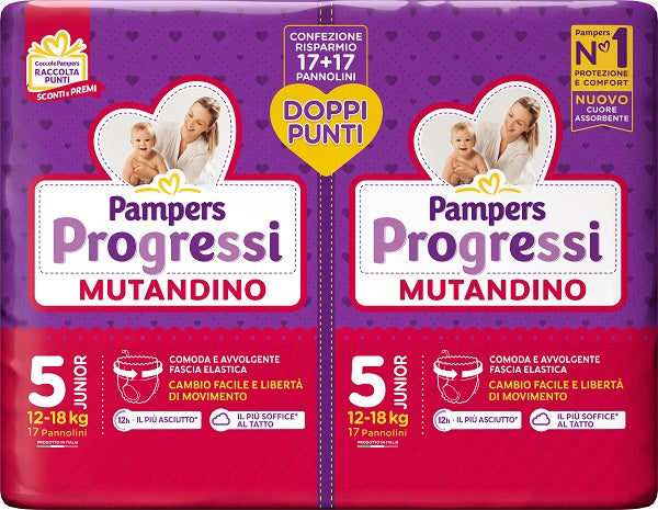 fater babycare pampers progressi mutandino junior pacco doppio 34 pezzi pampers ean 8001480307377
