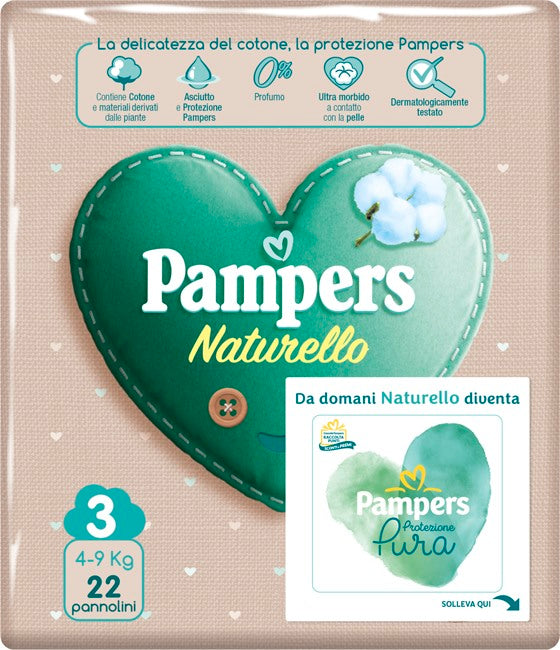 fater babycare pampers protezione pura naturello midi cp 22 pezzi pampers ean 8001480300682