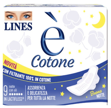 fater lines e cotone ali assorbente esterno notte 9 pezzi ean 8001480410213