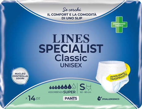 fater pannolone a mutanda lines specialist classic pants super s 14 pezzi lines ean 8001480502383