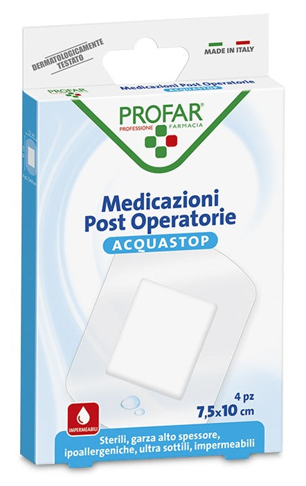 federfarma co acquastop medicazione post operatoria 75x10 cm profar med 4 pezzi profar