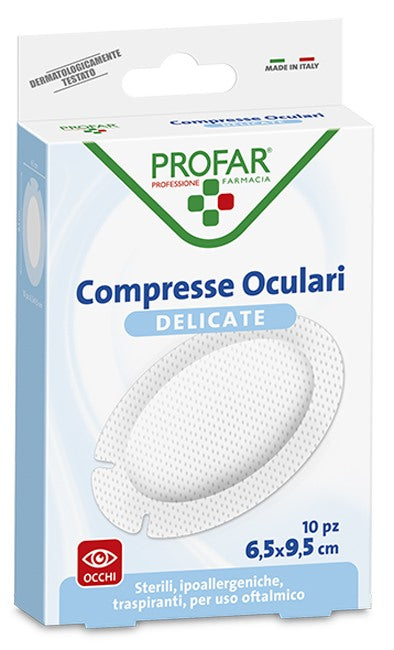 federfarma co compresse oculari con garza antiaderente 95x65 cm 10 pezzi profar profar