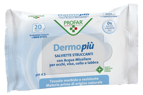 federfarma co dermo piu salviettine struccanti 20 pezzi profar profar