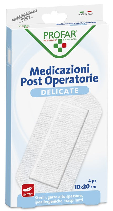 federfarma co medicazione post operatoria sterile garza antiaderente 10x20 cm 4 pezzi profar profar