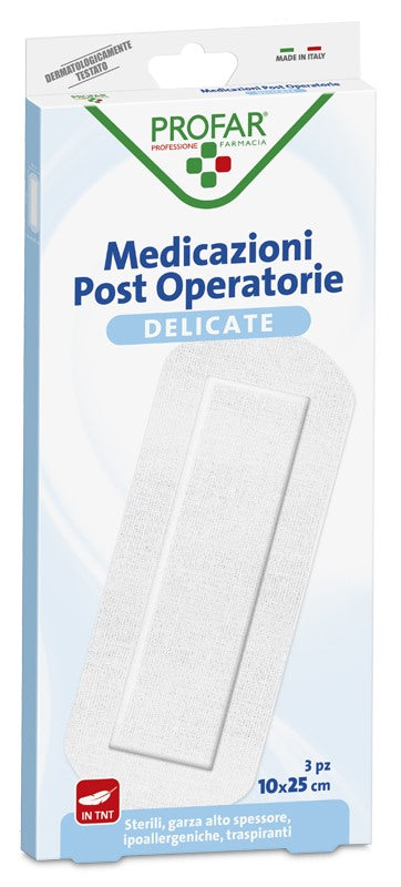 federfarma co medicazione post operatoria sterile garza antiaderente 10x25 cm 3 pezzi profar profar