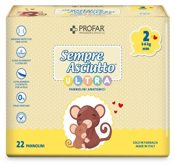 federfarma co pannolini profar sempre asciutto ultra mini 36 kg 22 pezzi profar