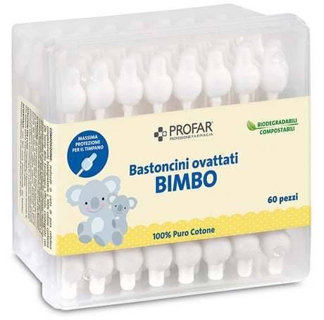 federfarma co profar bastoncini ovattati bimbo 60 pezzi profar