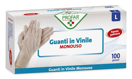 federfarma co profar guanto in vinile senza polvere l 100 pezzi profar